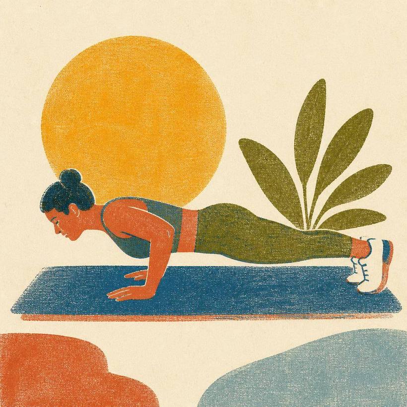 Risograph illustration of bodyweight training