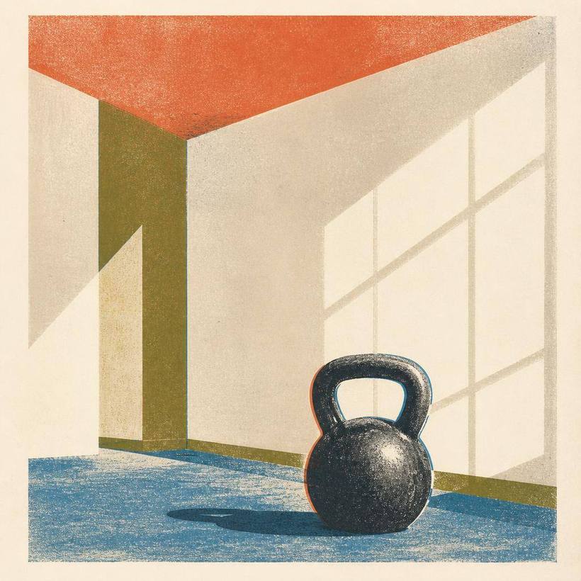 Risograph illustration of a kettlebell