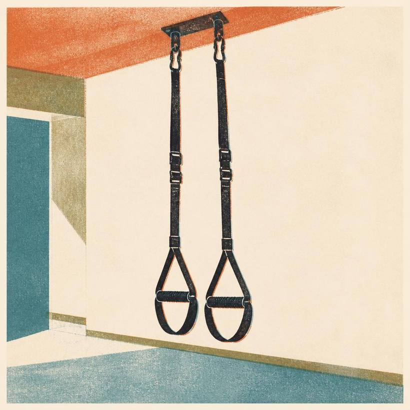 Risograph illustration of TRX suspension straps
